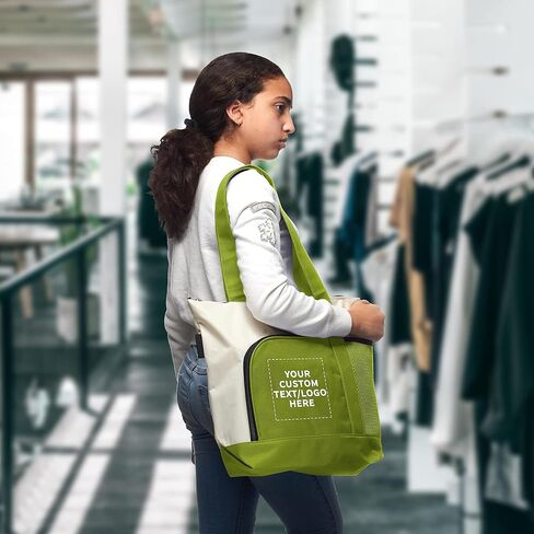 DISCOUNT PROMOS مجموعة حقائب كبيرة من البوليستر مكونة من 24 سحابًا - نص قابل للتخصيص، شعار - لونين، إغلاق بسحاب، حلقة قلم - أزرق in Kuwait