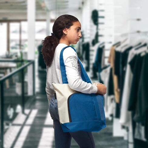 DISCOUNT PROMOS مجموعة حقائب كبيرة من البوليستر مكونة من 24 سحابًا - نص قابل للتخصيص، شعار - لونين، إغلاق بسحاب، حلقة قلم - أزرق in Kuwait