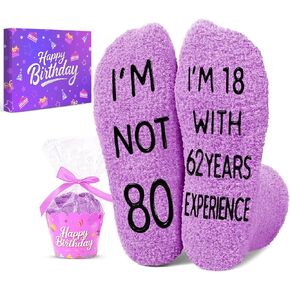 HAPPYPOP 80th Birthday Gifts for Women - Novelty Socks for 80 Year Olds, 80 Year Old Birthday Gifts Ideas in Saudi Arabia
