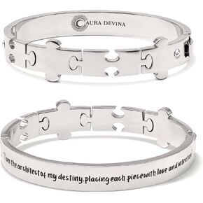 14k Gold Plated, Unity Puzzle Piece Bangle Bracelet, Inspirational Message, I am the architect of my destiny, placing each piece with ove and inention in Saudi Arabia