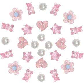 28Pcs Bling Crystal Shoe Charms for Girls Summer Sandals, Gummy Bear, Heart, Flower Charms, DIY Shoe Decoration Charms for Clog Sandals in Saudi Arabia