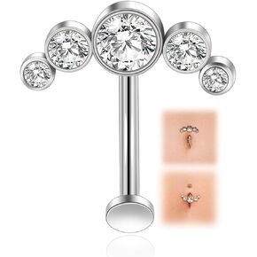Lantine Floating Navel Piercing Jewelry Stainless Steel 14G Belly Button Rings Curved Barbell Navel Ring Cz Opal Eyebrow Lip Piercing Jewelry 10mm in Saudi Arabia