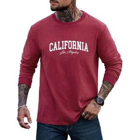 تيشيرت رجالي برسوم جرافيك كاجوال بطباعة سويت شيرت قابل للتمدد وأكمام طويلة وياقة دائرية (S-XXL) in Kuwait