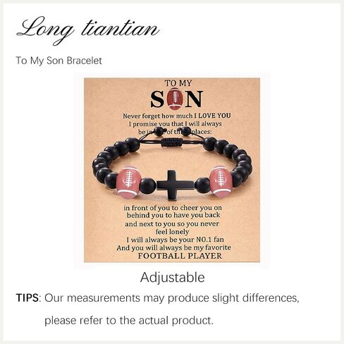 Long tiantian To My Son Bracelet Black Shungite Onyx Bracelet Cross Bracelets for Men Easter Basket Stuffers Basketball Soccer Football Volleyball Softball Rugby Basketball Stuff in Saudi Arabia