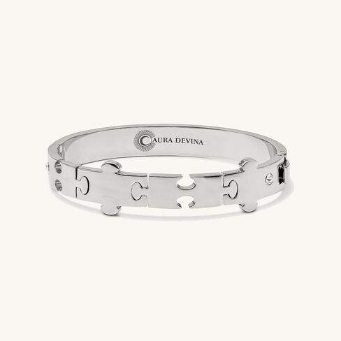 14k Gold Plated, Unity Puzzle Piece Bangle Bracelet, Inspirational Message, I am the architect of my destiny, placing each piece with ove and inention in Saudi Arabia