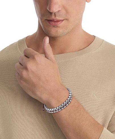 Calvin Klein Fused Jewelry Bracelet for Men - Stainless Steel and Nylon - Adjustable Pull-Tie Closure - Woven Design - Premium Fashion Jewelry Accessory - Gift for Him in Saudi Arabia