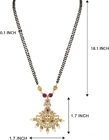 Aheli Gold Plated Dangling Baby Pearls Necklace Mangalsutra with Earring Jewelry Set for Women in Saudi Arabia