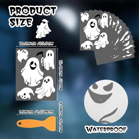 Yeaqee 12 Sheets 60 Pcs Halloween Ghost Car Decor - Funny Automotive Stickers Window Clings Bumper Stickers for Car Decal Trunk Window Laptops Decorations in Saudi Arabia