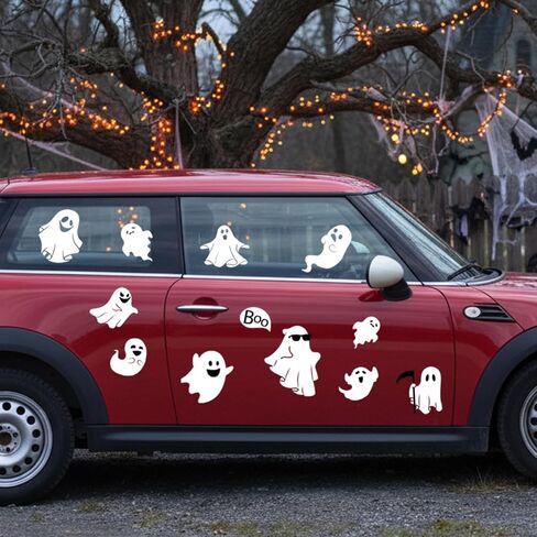Yeaqee 12 Sheets 60 Pcs Halloween Ghost Car Decor - Funny Automotive Stickers Window Clings Bumper Stickers for Car Decal Trunk Window Laptops Decorations in Saudi Arabia