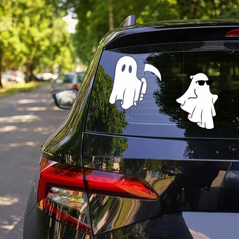 Yeaqee 12 Sheets 60 Pcs Halloween Ghost Car Decor - Funny Automotive Stickers Window Clings Bumper Stickers for Car Decal Trunk Window Laptops Decorations in Saudi Arabia