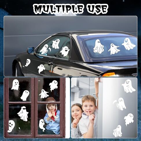 Yeaqee 12 Sheets 60 Pcs Halloween Ghost Car Decor - Funny Automotive Stickers Window Clings Bumper Stickers for Car Decal Trunk Window Laptops Decorations in Saudi Arabia