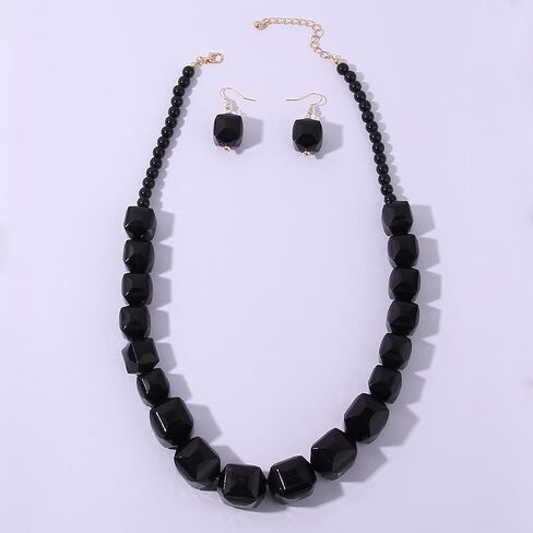 White Beads Necklace,Colorful Costumes Jewelry Sets for Women Acrylic Chunky Strand Statement Necklaces African White Jewelry Sets Halloween Jewelry Accessorie in Saudi Arabia