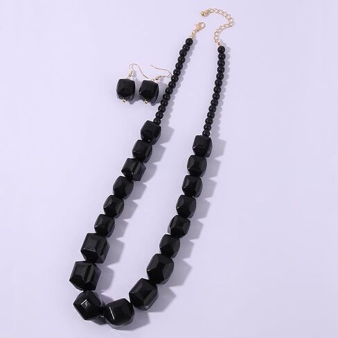 White Beads Necklace,Colorful Costumes Jewelry Sets for Women Acrylic Chunky Strand Statement Necklaces African White Jewelry Sets Halloween Jewelry Accessorie in Saudi Arabia