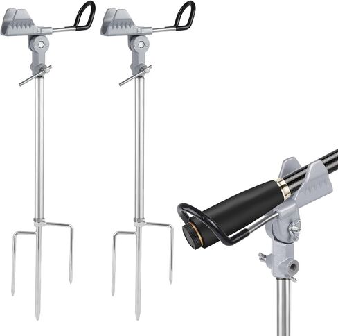 2 حزمة من حوامل صنارة الصيد متعددة الوظائف من الفولاذ المقاوم للصدأ، نسيج 360 درجة قابل للتعديل والفصل وسهل الحمل (أسود) in Kuwait