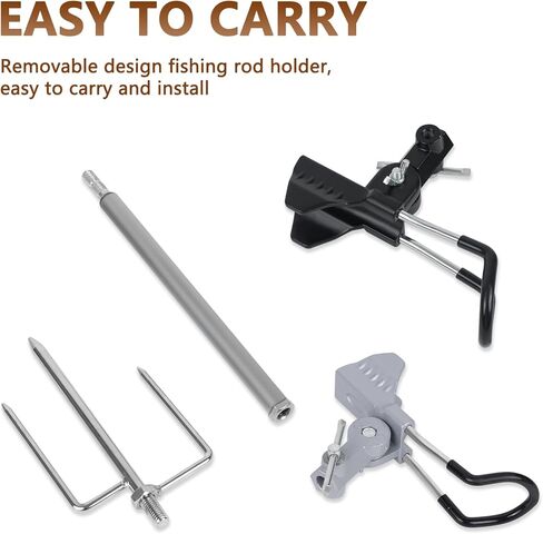 2 حزمة من حوامل صنارة الصيد متعددة الوظائف من الفولاذ المقاوم للصدأ، نسيج 360 درجة قابل للتعديل والفصل وسهل الحمل (أسود) in Kuwait