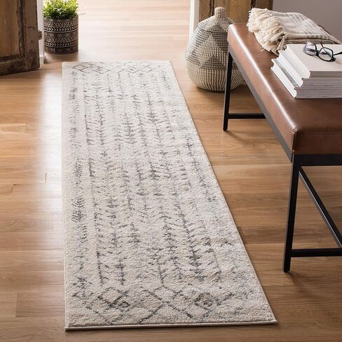 SAFAVIEH Tulum Collection Runner Rug - 2' x 6', Dark Grey & Ivory, Moroccan Boho Distressed Design, Non-Shedding & Easy Care, Ideal for High Traffic Areas in Living Room, Bedroom (TUL262F) in Saudi Arabia