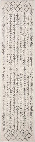 SAFAVIEH Tulum Collection Runner Rug - 2' x 6', Dark Grey & Ivory, Moroccan Boho Distressed Design, Non-Shedding & Easy Care, Ideal for High Traffic Areas in Living Room, Bedroom (TUL262F) in Saudi Arabia