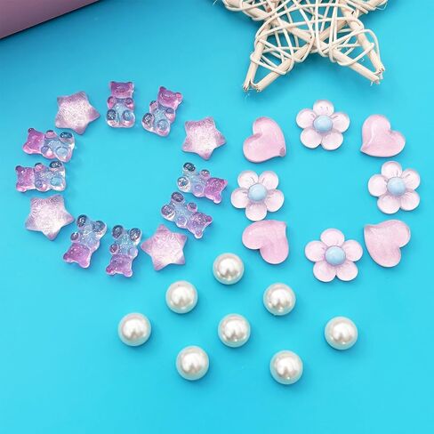 28Pcs Bling Crystal Shoe Charms for Girls Summer Sandals, Gummy Bear, Heart, Flower Charms, DIY Shoe Decoration Charms for Clog Sandals in Saudi Arabia