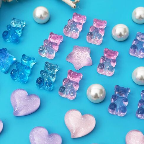28Pcs Bling Crystal Shoe Charms for Girls Summer Sandals, Gummy Bear, Heart, Flower Charms, DIY Shoe Decoration Charms for Clog Sandals in Saudi Arabia