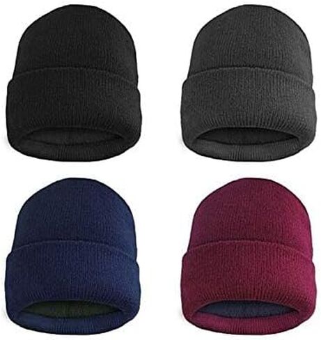 Durable Thermally Insulated Winter Hat - Fleece Lined Fold Over Soft Beanies in Saudi Arabia