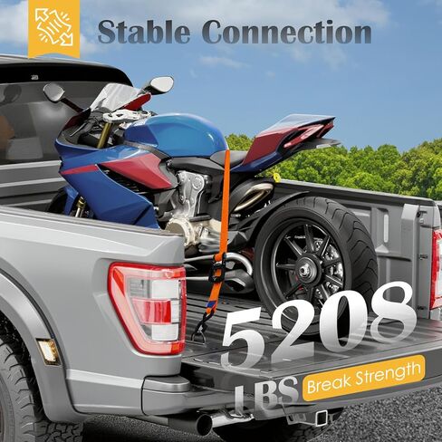 4 حزم من أشرطة السقاطة - 5,208 رطل قوة الكسر 1.5 بوصة × 8.2 قدم، أشرطة ربط السقاطة شديدة التحمل مع مجموعة خطافات على شكل حرف S للشاحنة، وشاحنة البضائع، والمقطورة، والدراجة النارية (أخضر) in Kuwait