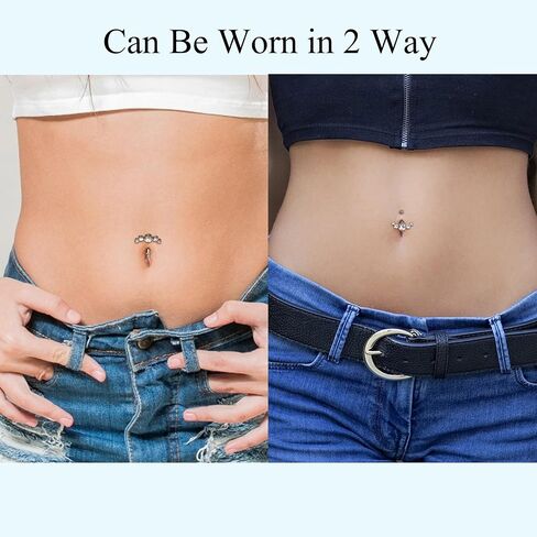 Lantine Floating Navel Piercing Jewelry Stainless Steel 14G Belly Button Rings Curved Barbell Navel Ring Cz Opal Eyebrow Lip Piercing Jewelry 10mm in Saudi Arabia