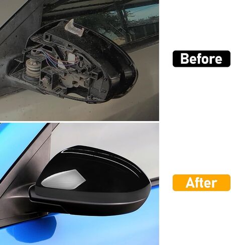 متوافق مع Mazda 2 2011-2015/Mazda 3 2010-2013 غطاء غطاء مرآة الجانب الأيسر للسائق، بديل غطاء مرآة الرؤية الخلفية للباب الأيسر لمازدا، أسود لامع in Kuwait