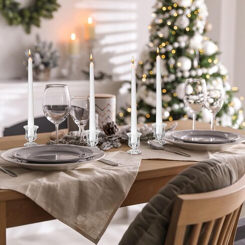 12 Sets Glass Clear Taper Candlestick Holder Bulk 12 Pcs Small Candle Holders 12 Pcs White Long Candle Table Centerpiece Decor for Wedding Holiday Birthday Party Favor(Clear) in Saudi Arabia
