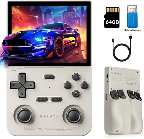 kinhank K36 Retro Handheld Game Console, Supports 9000+ Games, Equipped with 64G TF Card, Portable Mini Retro Video Games Console, 3.5-inch IPS Screen, 640x480 Resolution, 500nit (Black) in Kuwait