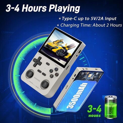 kinhank K36 Retro Handheld Game Console, Supports 9000+ Games, Equipped with 64G TF Card, Portable Mini Retro Video Games Console, 3.5-inch IPS Screen, 640x480 Resolution, 500nit (Black) in Kuwait