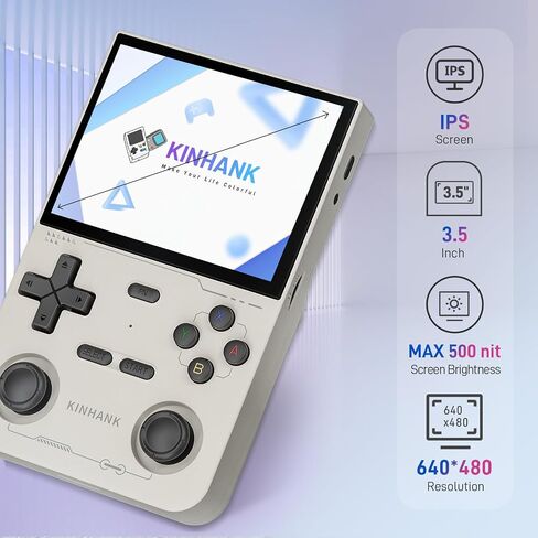 kinhank K36 Retro Handheld Game Console, Supports 9000+ Games, Equipped with 64G TF Card, Portable Mini Retro Video Games Console, 3.5-inch IPS Screen, 640x480 Resolution, 500nit (Black) in Kuwait