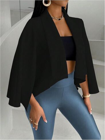 Oyoangle Women Women's Cape Long Sleeve سترة السترة المقطوعة in Kuwait