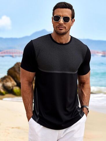 Men's Short-Sleeve T-Shirt Lightweight Casual Breathable Activewear Shirt for Gym, Workout, and Everyday Wear in Saudi Arabia