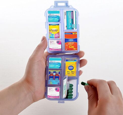 Pill Organizer Travel Pill Box Small Daily Pill Case for Purse Pocket Medicine Pill Organizer 7 Day for Fish Oil Supplements Vitamins Pill Container Organizer in Saudi Arabia