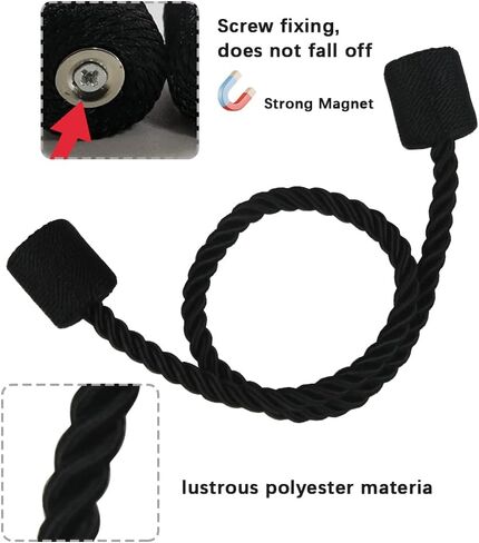 2 Pack Magnetic Curtain Tiebacks - Elegant Modern Rope Holdbacks for Drapes and Window Curtains(Gray) in Saudi Arabia