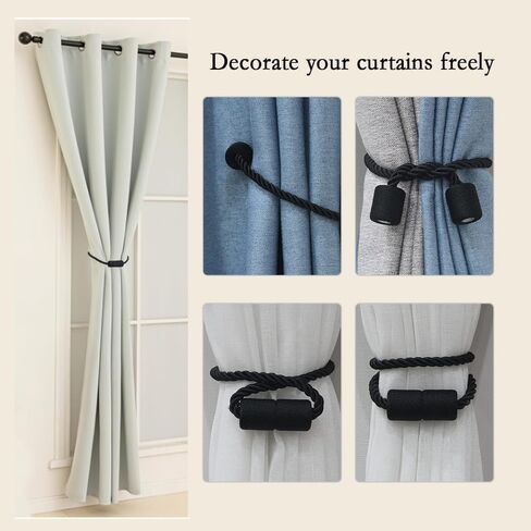 2 Pack Magnetic Curtain Tiebacks - Elegant Modern Rope Holdbacks for Drapes and Window Curtains(Gray) in Saudi Arabia
