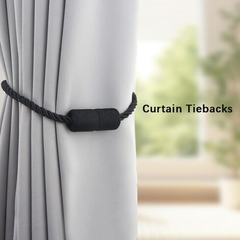 2 Pack Magnetic Curtain Tiebacks - Elegant Modern Rope Holdbacks for Drapes and Window Curtains(Gray) in Saudi Arabia