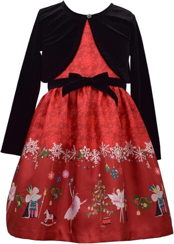 Bonnie Jean Christmas Dress - Nutcracker Dress with Gold Cardigan in Saudi Arabia
