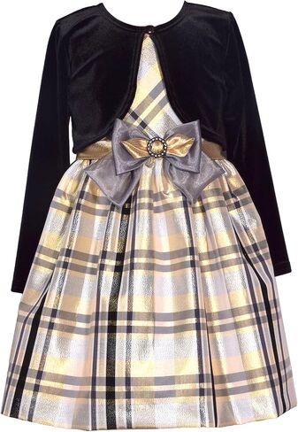 Bonnie Jean Christmas Dress - Nutcracker Dress with Gold Cardigan in Saudi Arabia