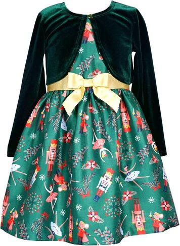 Bonnie Jean Christmas Dress - Nutcracker Dress with Gold Cardigan in Saudi Arabia