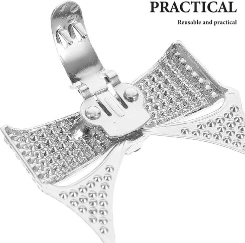 Vaguelly 1 Pair Rhinestone Shoe Clips Big Bow Detachable Shoe Buckles for Heels Flats Pumps Decorative Shoe Accessoriesecoration (Silver) in Saudi Arabia