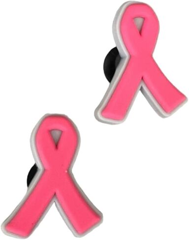 Pink Breast Cancer Awareness Ribbon Shoe Charm Set Shoe Decorations Party Favors in Saudi Arabia