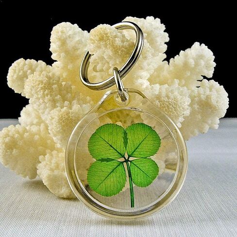 Genuine Preserved 4 Leaf Clover Good Luck Charm Keychain in Saudi Arabia