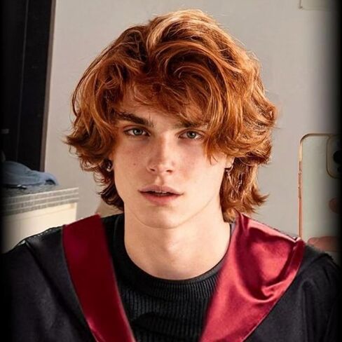 Mens Grey Wigs Short Curly Gray Layered Wig Halloween Cosplay Wig Anime Costume Party Wig for Male in Saudi Arabia