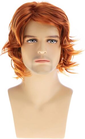 Mens Grey Wigs Short Curly Gray Layered Wig Halloween Cosplay Wig Anime Costume Party Wig for Male in Saudi Arabia