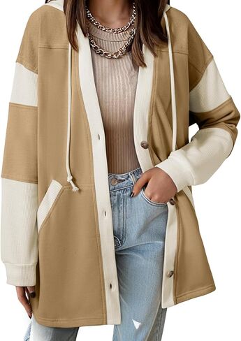 SHEWIN Oversized Sweatshirt For Women Casual Long Sleeve Button Down Hoodies Womens Fall Fashion 2025 in Kuwait