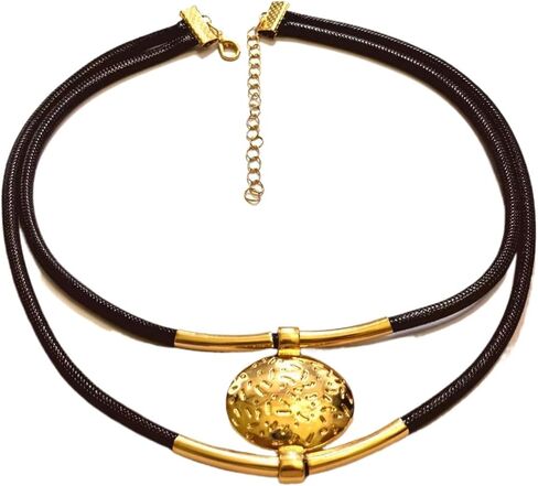 Necklace Vintage Collarbone Chain Black Double Layer Adjustable Gold or Silver Tone Unisex Jewelry in Saudi Arabia