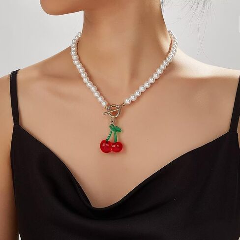 Strawberry Jewelry Set for Women Cute Strawberry Earrings Necklace Bracelet Dainty Fruit Charm Accessories for Birthday Party in Saudi Arabia