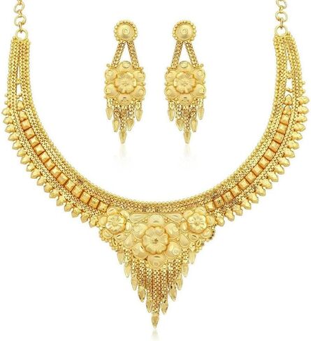 Traditional Indian Gold Plated Necklace Jewelry Set with Earrings for Women, Ethnic Wedding Bridal Party Wear, Antique in Saudi Arabia