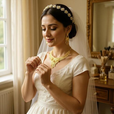 Traditional Indian Gold Plated Necklace Jewelry Set with Earrings for Women, Ethnic Wedding Bridal Party Wear, Antique in Saudi Arabia
